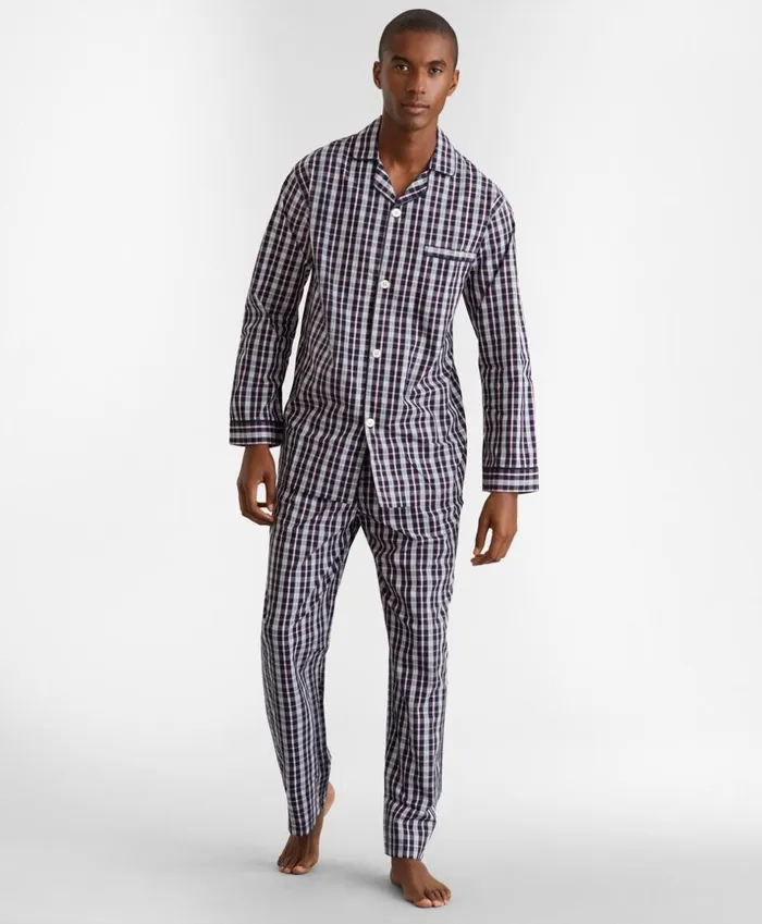 Brooks Brothers Sleepwear DoublePlaid Pajamas Navy 8211 Men