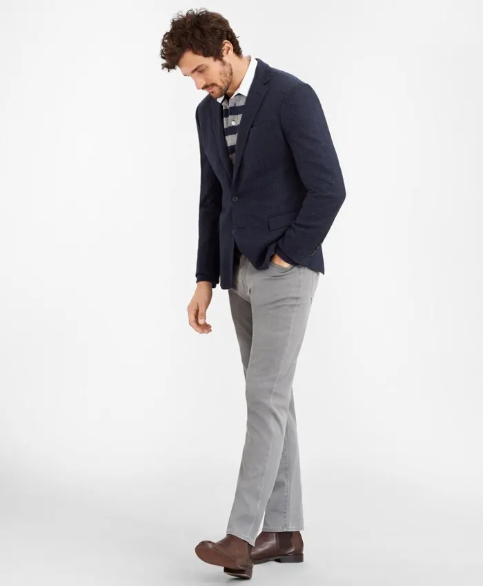 Brooks Brothers Sport Coats and Vests Regent Fit TwoButton Herringbone Knit Sport Coat Navy 8211 Men