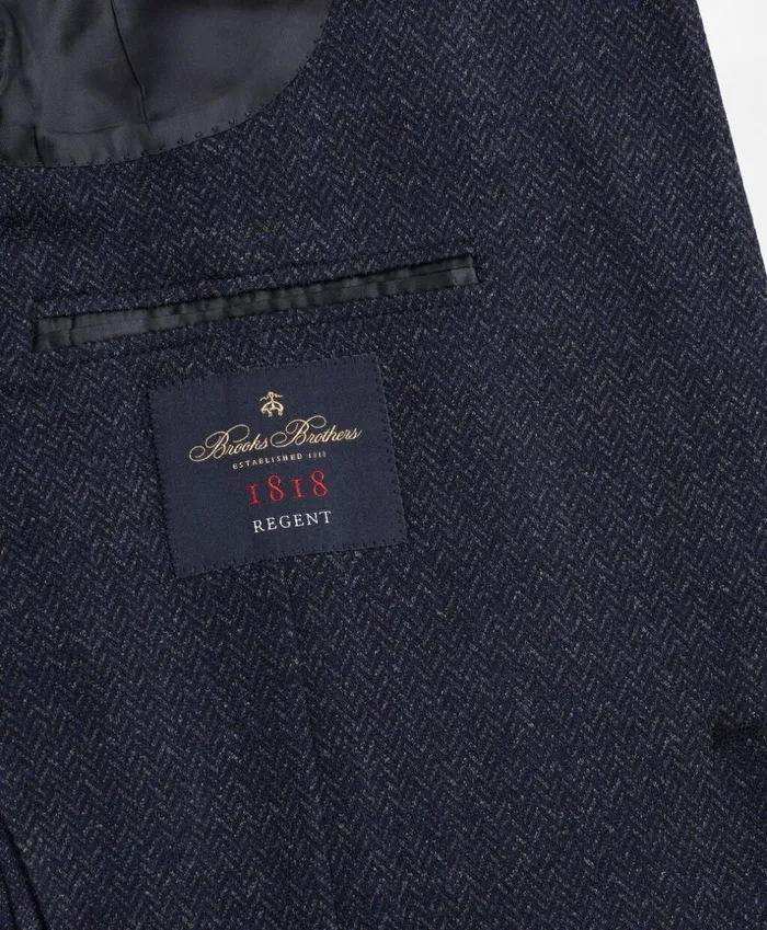 Brooks Brothers Sport Coats and Vests Regent Fit TwoButton Herringbone Knit Sport Coat Navy 8211 Men