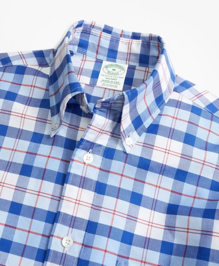 Brooks Brothers Sport Shirts Milano Fit Oxford Blue And Red Plaid Sport Shirt Bluered 8211 Men