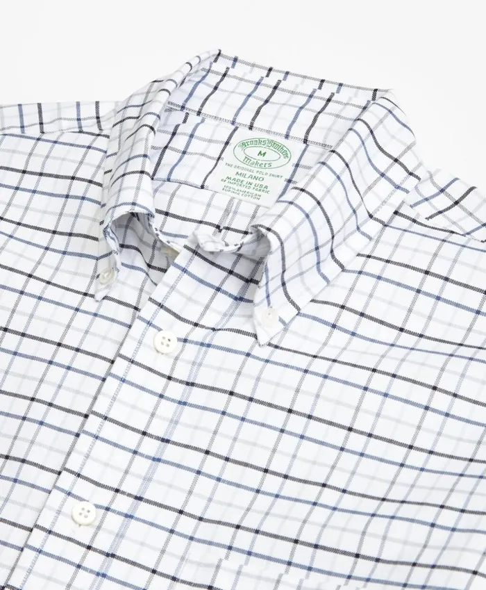Brooks Brothers Sport Shirts Milano Fit Oxford MultiCheck Sport Shirt Blue 8211 Men
