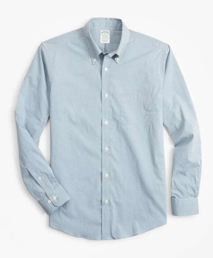 Brooks Brothers Sport Shirts Milano SlimFit Sport Shirt Performance Series With COOLMAX Gingham Blue 8211 Men Brooks Brothers Sport Shirts Milano SlimFit Sport Shirt Performance Series With COOLMAX Gingham Blue 8211 Men