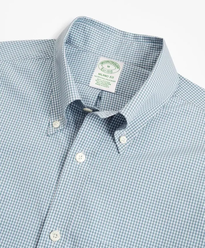 Brooks Brothers Sport Shirts Milano SlimFit Sport Shirt Performance Series With COOLMAX Gingham Blue 8211 Men Brooks Brothers Sport Shirts Milano SlimFit Sport Shirt Performance Series With COOLMAX Gingham Blue 8211 Men