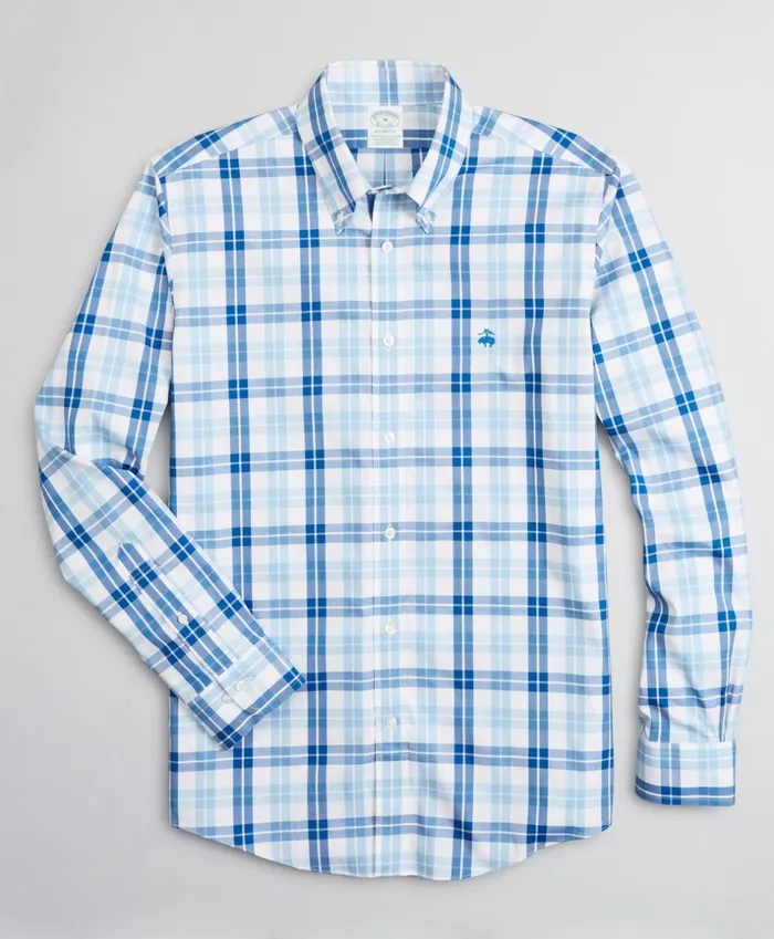 Brooks Brothers Sport Shirts Stretch Milano SlimFit Sport Shirt NonIron Check Blue 8211 Men Brooks Brothers Sport Shirts Stretch Milano SlimFit Sport Shirt NonIron Check Blue 8211 Men