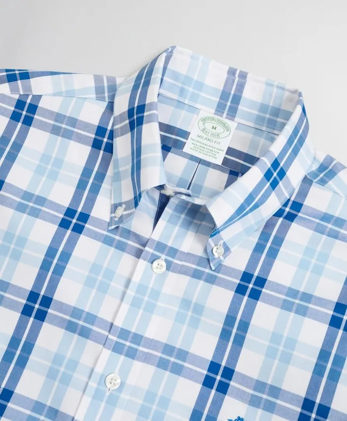 Brooks Brothers Sport Shirts Stretch Milano SlimFit Sport Shirt NonIron Check Blue 8211 Men Brooks Brothers Sport Shirts Stretch Milano SlimFit Sport Shirt NonIron Check Blue 8211 Men