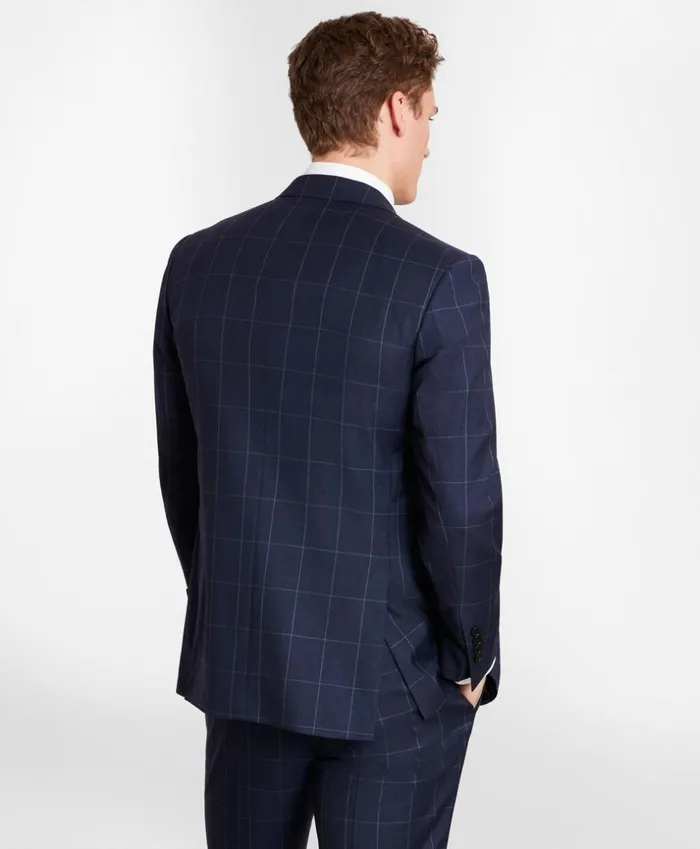 Brooks Brothers Suits BrooksGate MilanoFit Windowpane Wool Twill Suit Jacket Blue 8211 Men