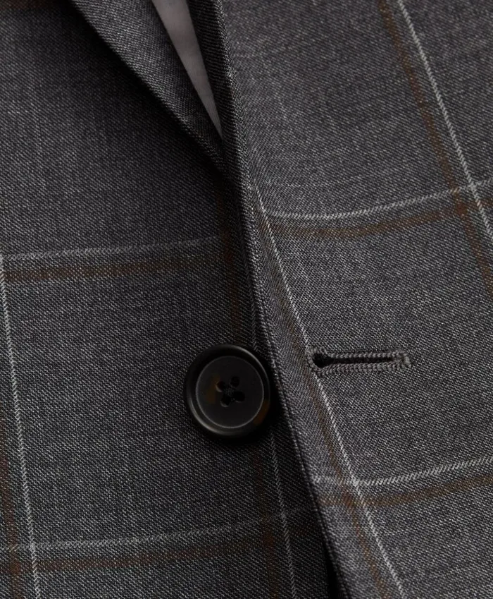 Brooks Brothers Suits Regent Fit MultiPlaid 1818 Suit Dark Grey 8211 Men