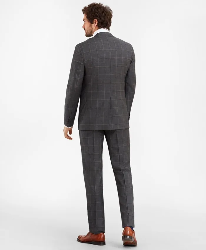 Brooks Brothers Suits Regent Fit MultiPlaid 1818 Suit Dark Grey 8211 Men