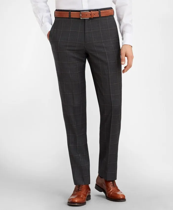 Brooks Brothers Suits Regent Fit MultiPlaid 1818 Suit Dark Grey 8211 Men