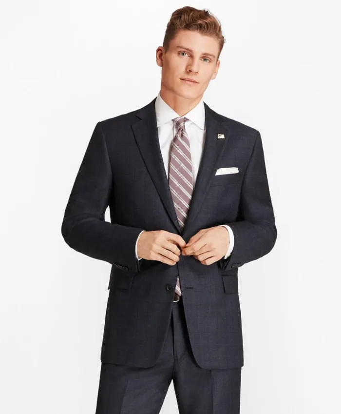 Brooks Brothers Suits Regent Fit Open Plaid 1818 Suit Blue 8211 Men