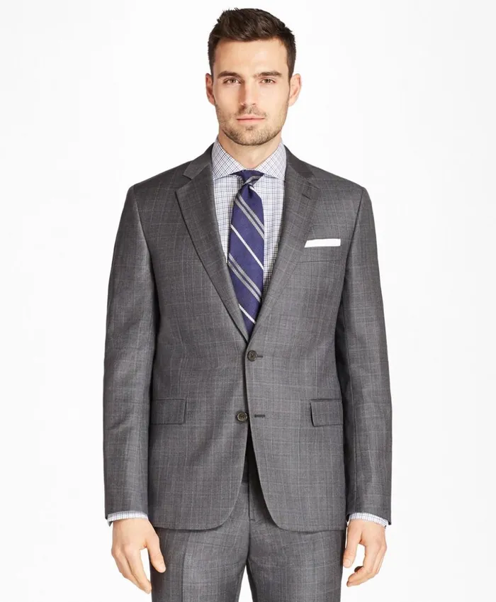 Brooks Brothers Suits Regent Fit Plaid 1818 Suit Grey 8211 Men