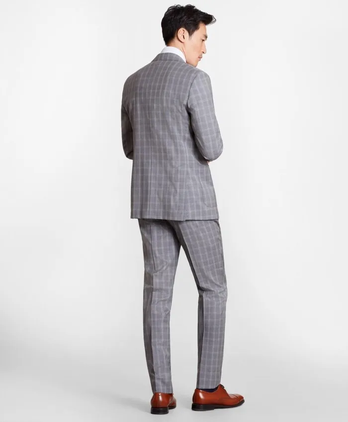 Brooks Brothers Suits Regent Fit ThreeButton Check 1818 Suit Grey 8211 Men
