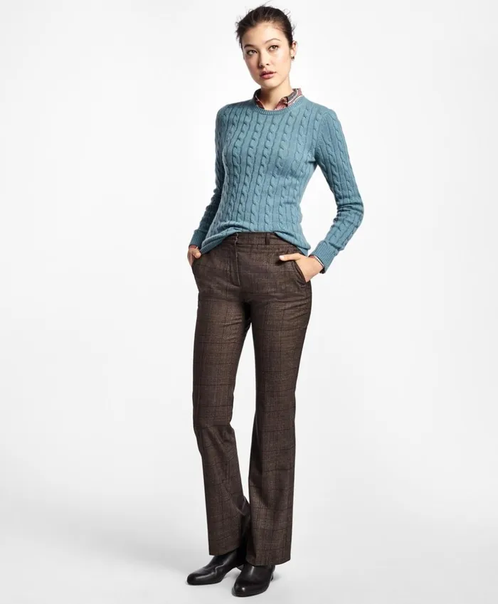 Brooks Brothers Sweaters Cashmere Cable Crewneck Sweater Blue 8211 Women