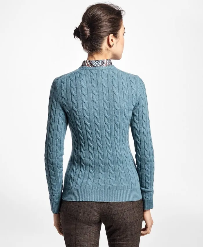 Brooks Brothers Sweaters Cashmere Cable Crewneck Sweater Blue 8211 Women