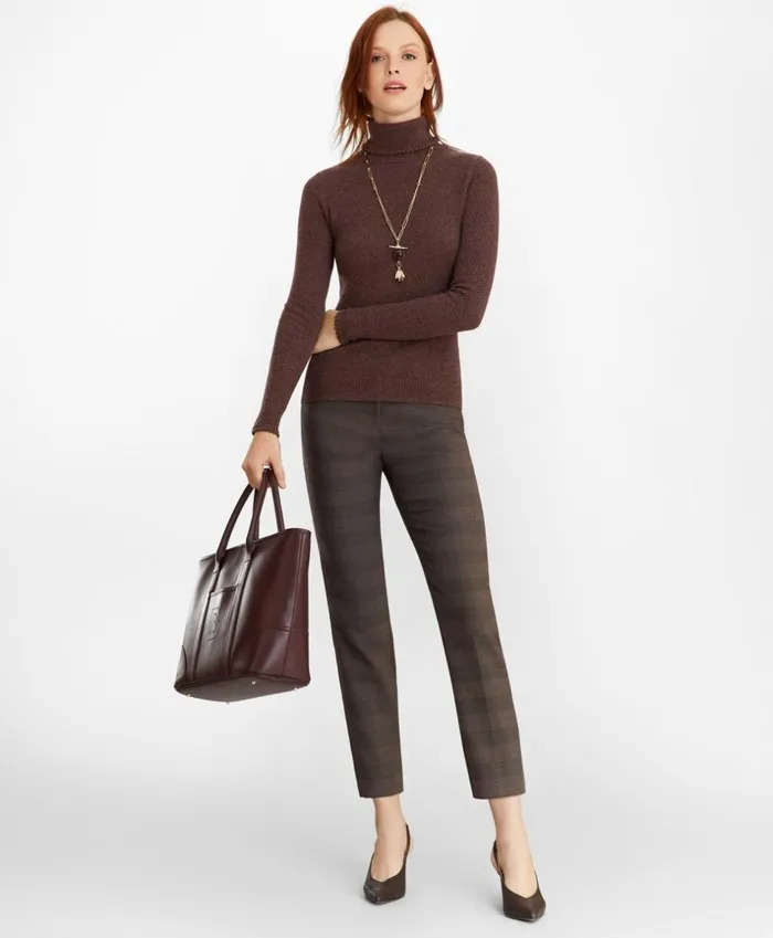 Brooks Brothers Sweaters TuckStitch Cashmere Turtleneck Sweater Brown 8211 Women Brooks Brothers Sweaters TuckStitch Cashmere Turtleneck Sweater Brown 8211 Women