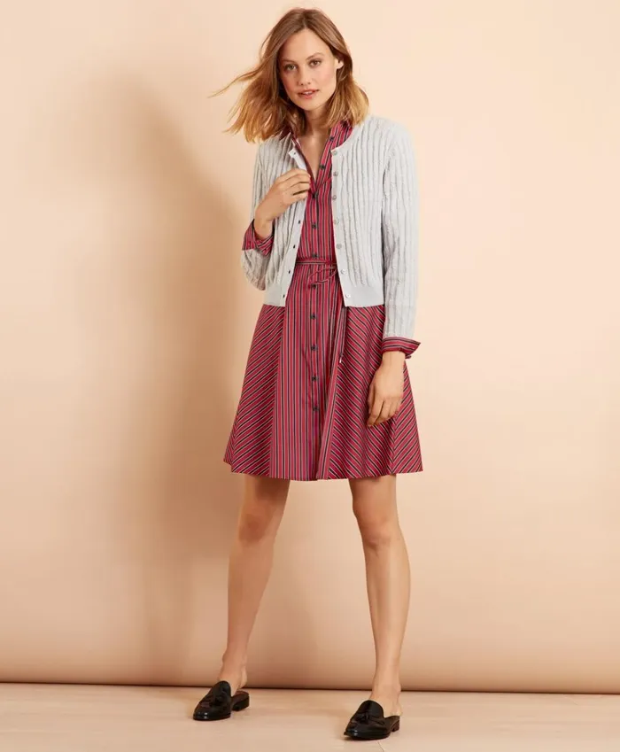 Brooks Brothers Sweaters WoolCotton CableKnit Cropped Cardigan Grey 8211 Women Brooks Brothers Sweaters WoolCotton CableKnit Cropped Cardigan Grey 8211 Women