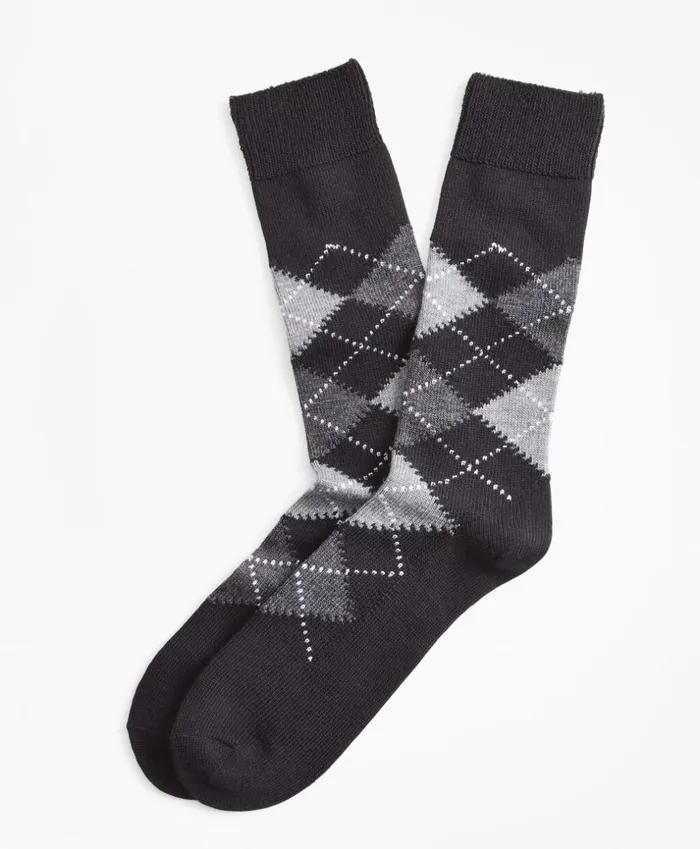Brooks Brothers Underwear and Socks Argyle Crew Socks Black 8211 Men