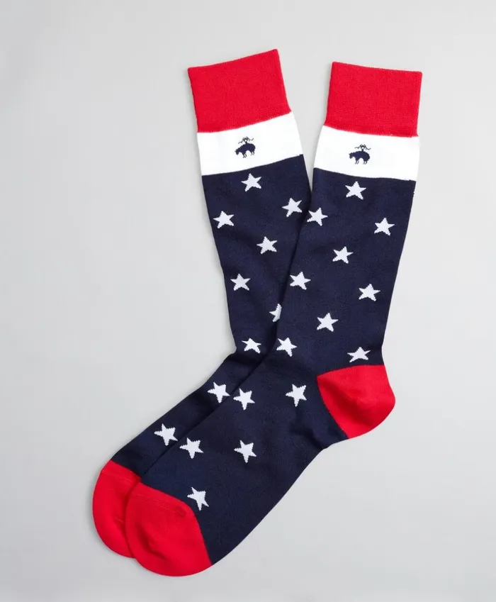 Brooks Brothers Underwear and Socks Stars Crew Socks Navy 8211 Men
