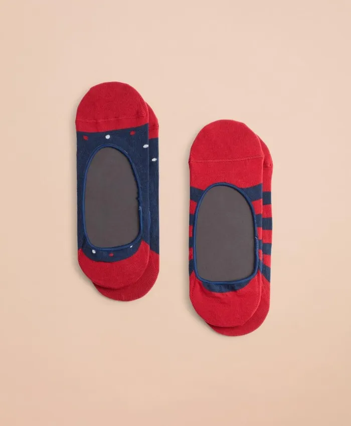 Brooks Brothers Underwear and Socks TwoPack Striped and Dotted NoShow Socks Rednavy 8211 Men Brooks Brothers Underwear and Socks TwoPack Striped and Dotted NoShow Socks Rednavy 8211 Men