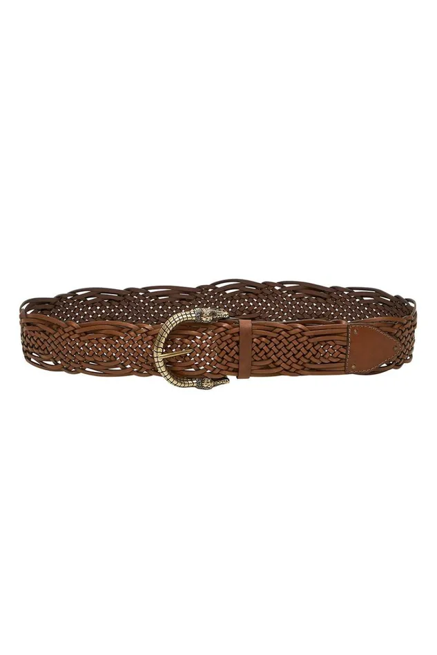 Camilla Belts Women Woven Leather Belt Tan