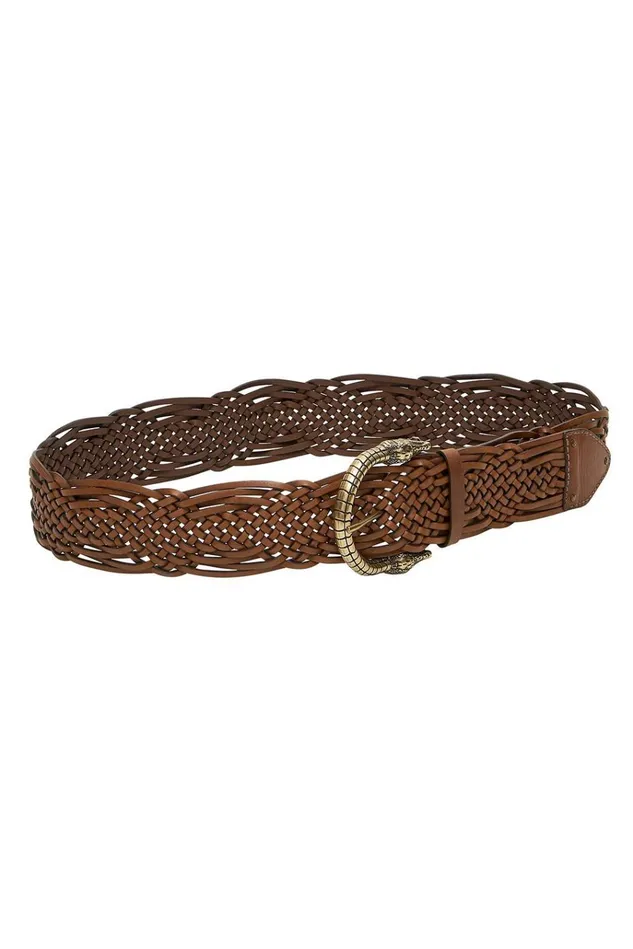 Camilla Belts Women Woven Leather Belt Tan
