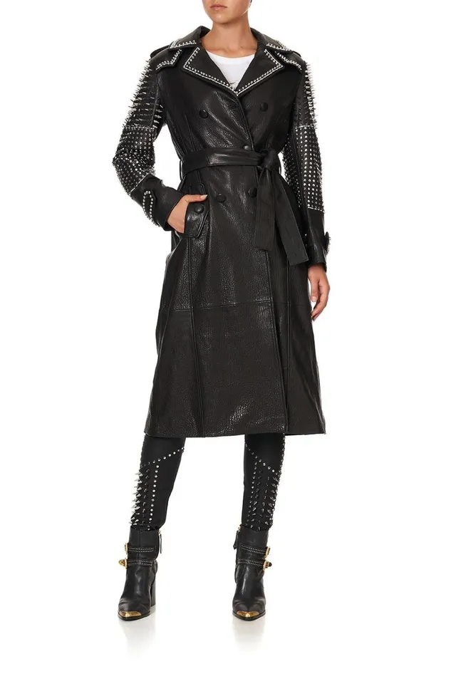 Camilla Jackets Women Leather Trench Coat Leather