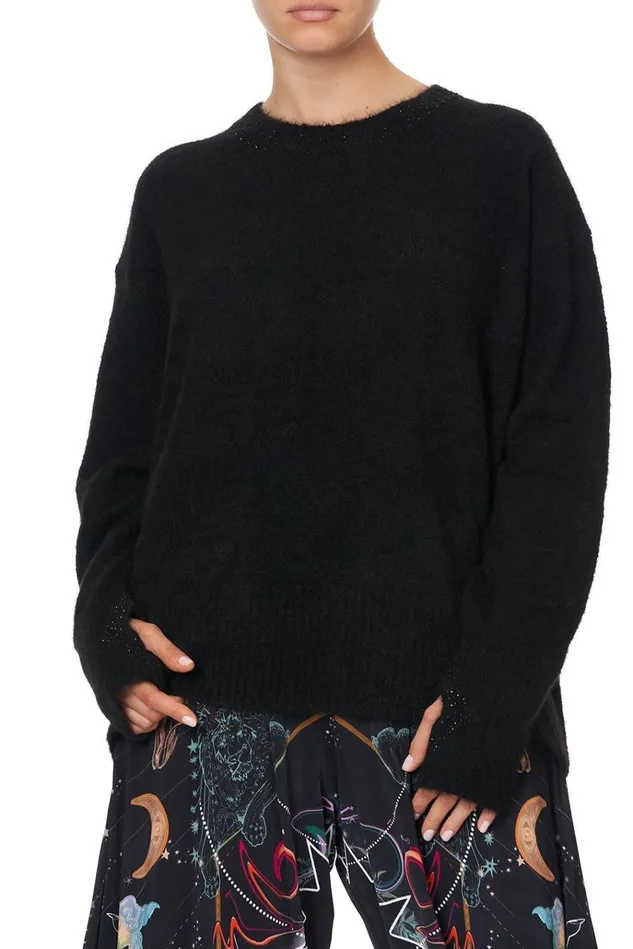 Camilla Knitwear Women Crew Neck Jumper With Split Sleeve Moonlit Musings