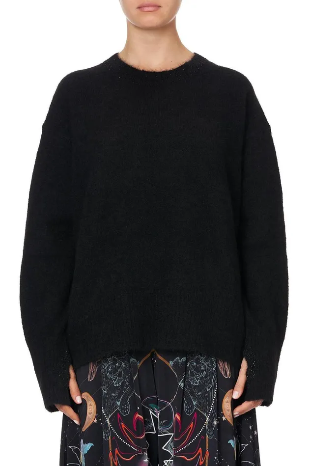 Camilla Knitwear Women Crew Neck Jumper With Split Sleeve Moonlit Musings