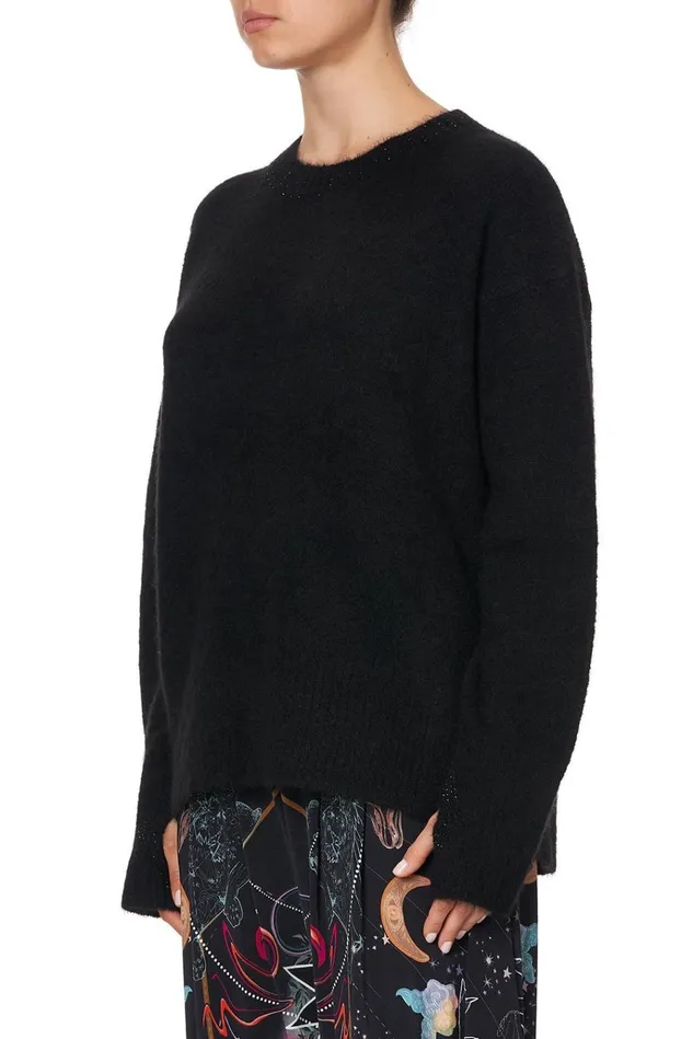 Camilla Knitwear Women Crew Neck Jumper With Split Sleeve Moonlit Musings