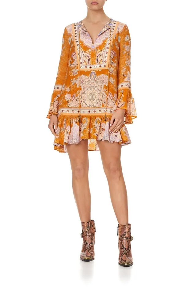 Camilla Party Dresses Women Frill Hem Long Sleeve Dress Marrakesh Maiden