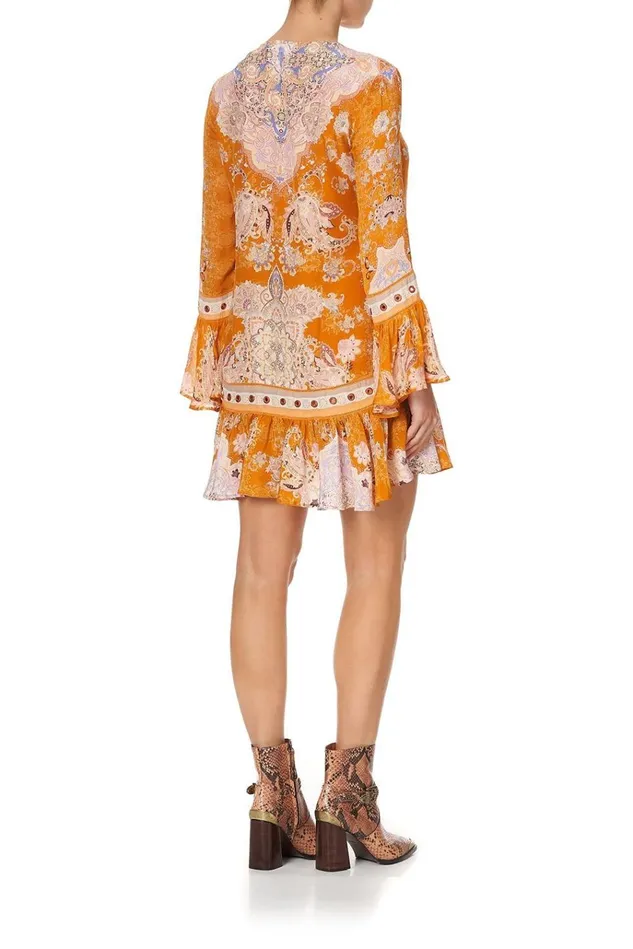 Camilla Party Dresses Women Frill Hem Long Sleeve Dress Marrakesh Maiden