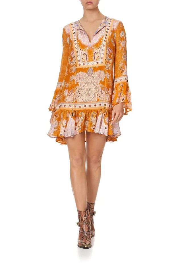 Camilla Party Dresses Women Frill Hem Long Sleeve Dress Marrakesh Maiden