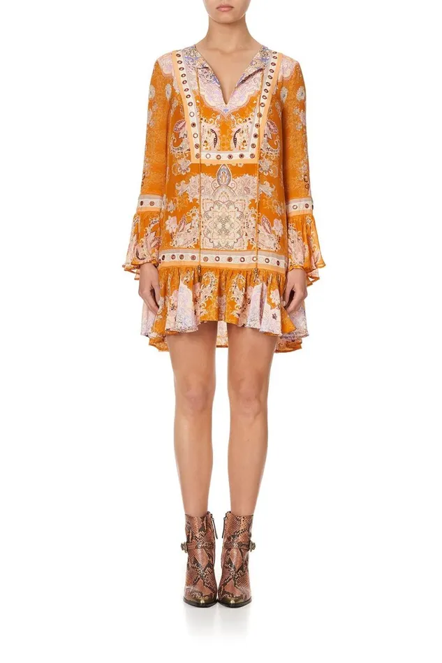 Camilla Party Dresses Women Frill Hem Long Sleeve Dress Marrakesh Maiden