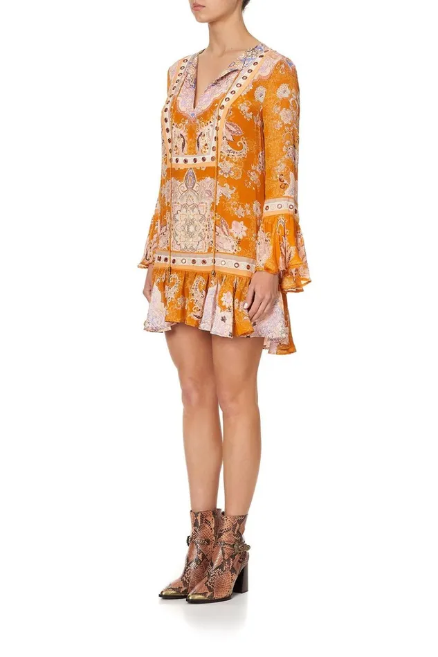 Camilla Party Dresses Women Frill Hem Long Sleeve Dress Marrakesh Maiden