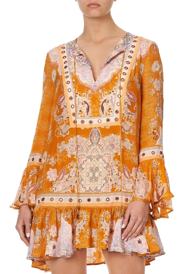 Camilla Party Dresses Women Frill Hem Long Sleeve Dress Marrakesh Maiden