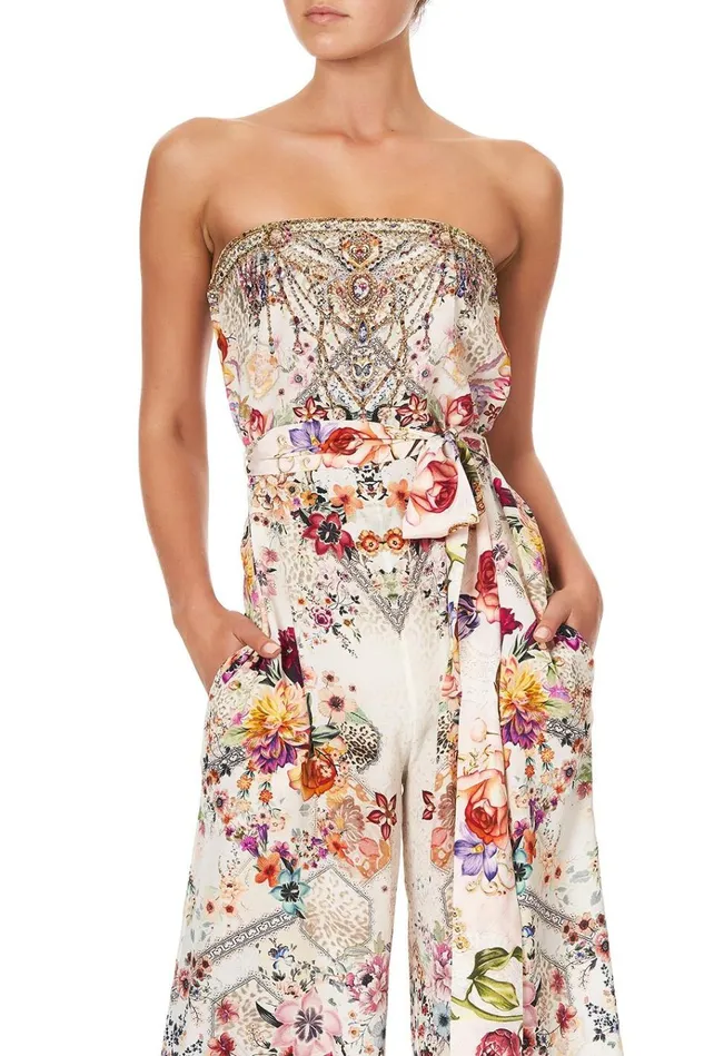 Camilla Playsuits and Jumpsuits Women Tie Waist Strapless Jumpsuit Sew In Love