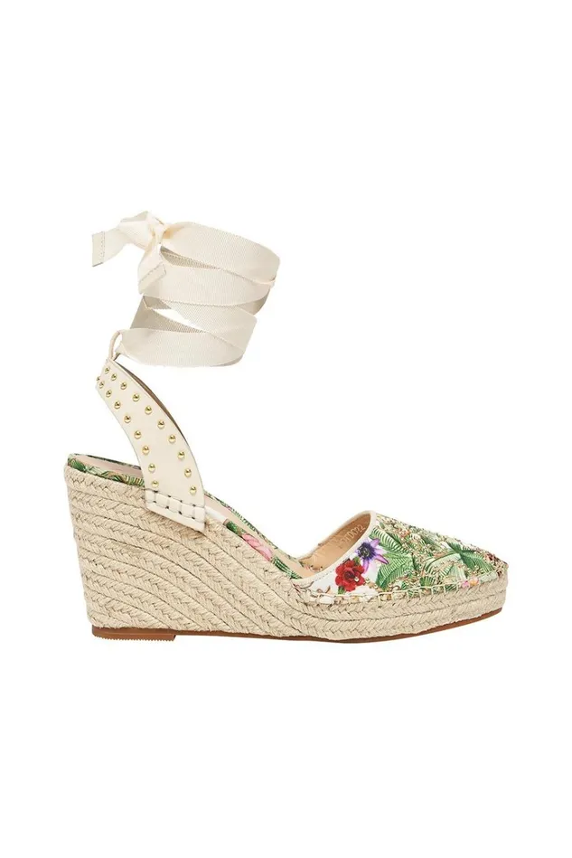 Camilla Shoes Women Espadrille Wedge W Grosgrain Tie Fair Verona