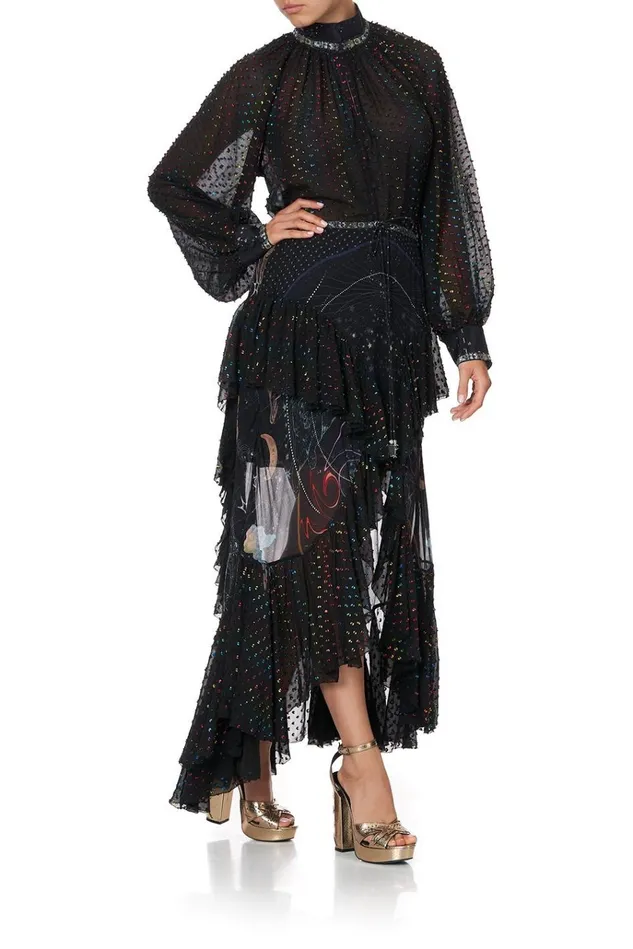 Camilla Skirts Women Maxi Skirt With Double Frill Midnight Moon House