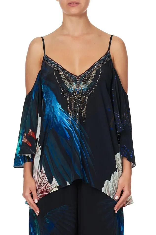 Camilla Tops Women Drop Shoulder Strappy Blouse Night Flight