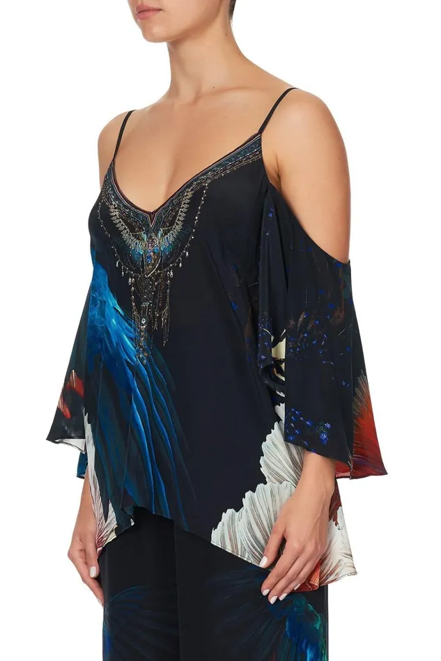 Camilla Tops Women Drop Shoulder Strappy Blouse Night Flight