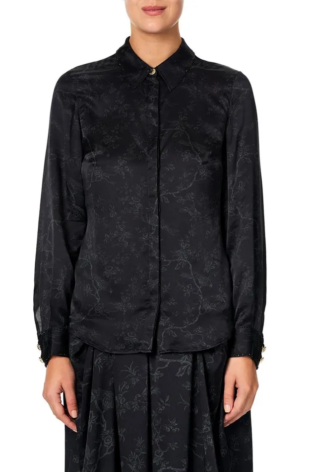 Camilla Tops Women Slim Fit Long Sleeve Shirt Noir Boudoir