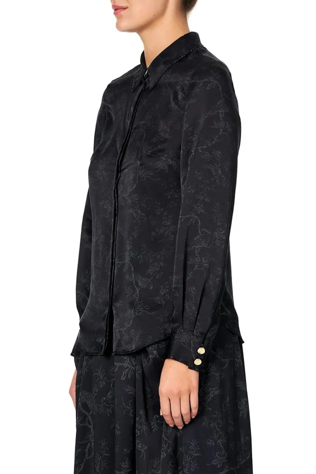 Camilla Tops Women Slim Fit Long Sleeve Shirt Noir Boudoir