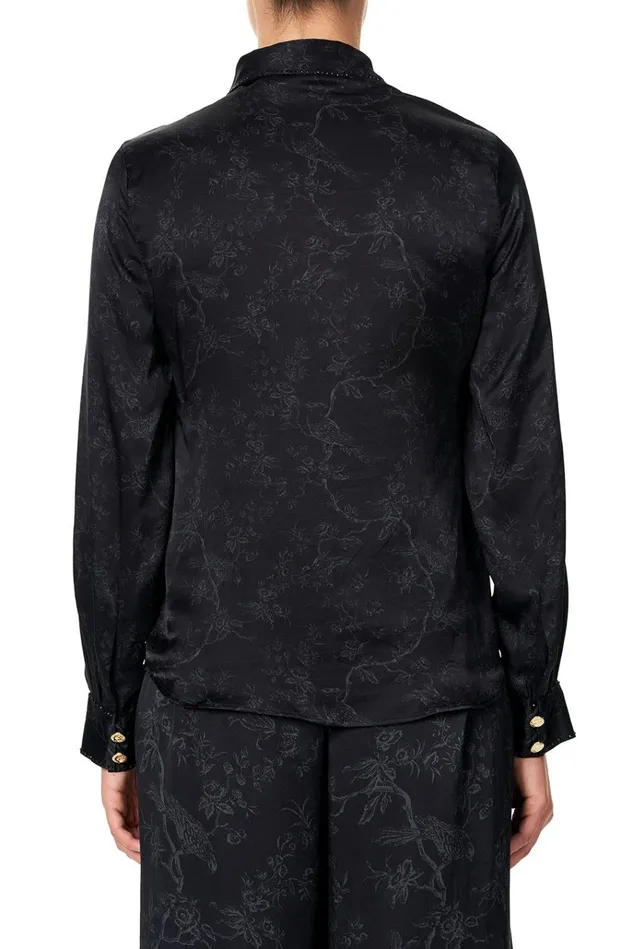 Camilla Tops Women Slim Fit Long Sleeve Shirt Noir Boudoir