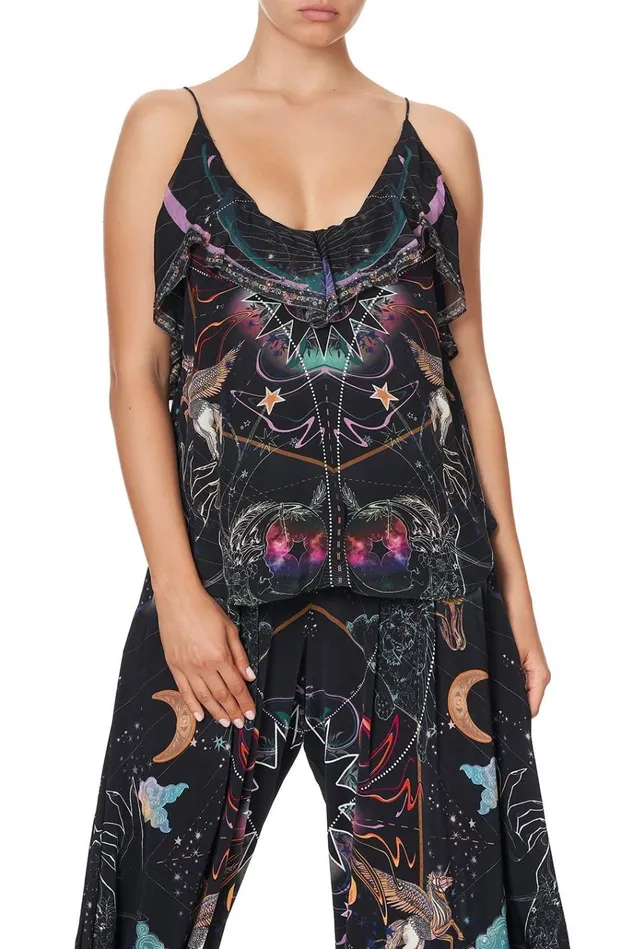 Camilla Tops Women Top With Neckline Frill Midnight Moon House