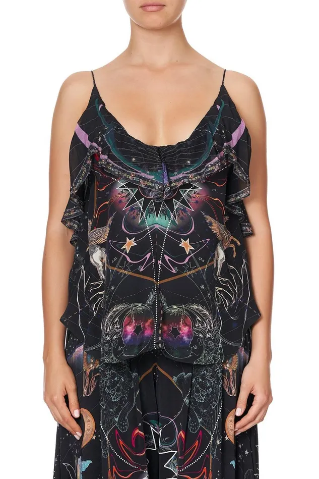 Camilla Tops Women Top With Neckline Frill Midnight Moon House