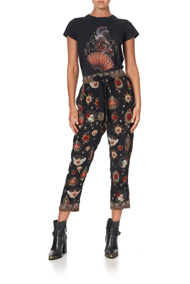Camilla Trousers and Leggings Women Drop Crotch Slim Leg Pant Montagues Capulet