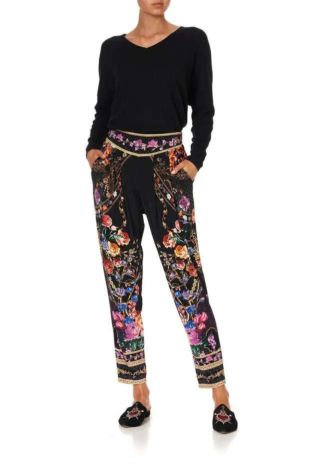 Camilla Trousers and Leggings Women Harem Pants With Front Pleats Blushing Manor