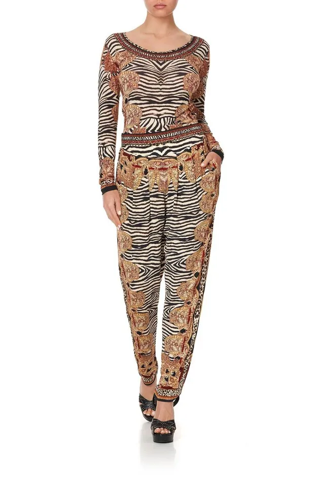 Camilla Trousers and Leggings Women Harem Pants With Front Pleats Wild Fire