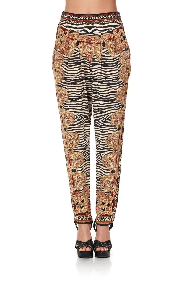 Camilla Trousers and Leggings Women Harem Pants With Front Pleats Wild Fire