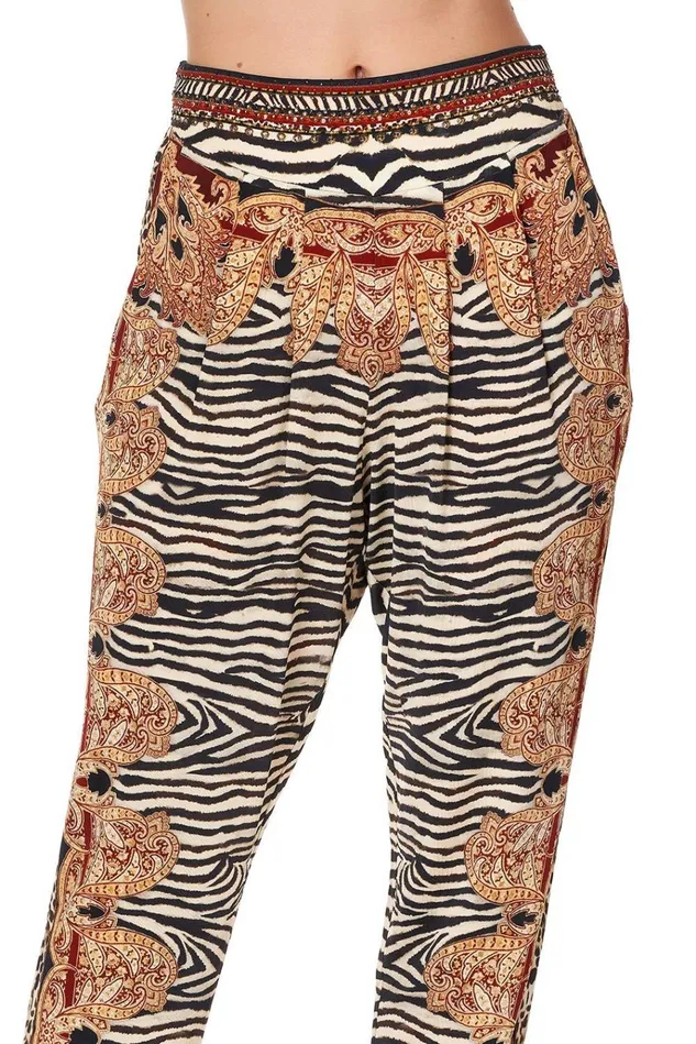 Camilla Trousers and Leggings Women Harem Pants With Front Pleats Wild Fire